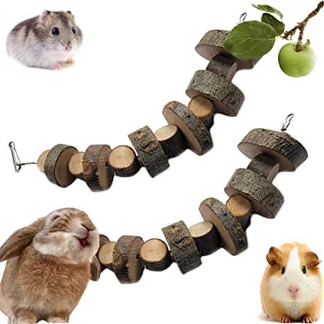 VCZONE Bunny Chew Toys Rabbit Pet Tooth Chew Toys Organic Natural Apple Wood Grass Cake Ideal for Bunny Chinchilla Hamsters Teeth Grinding Guinea Pigs 